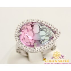 Серебряное женское кольцо с крупным камнем 330846с